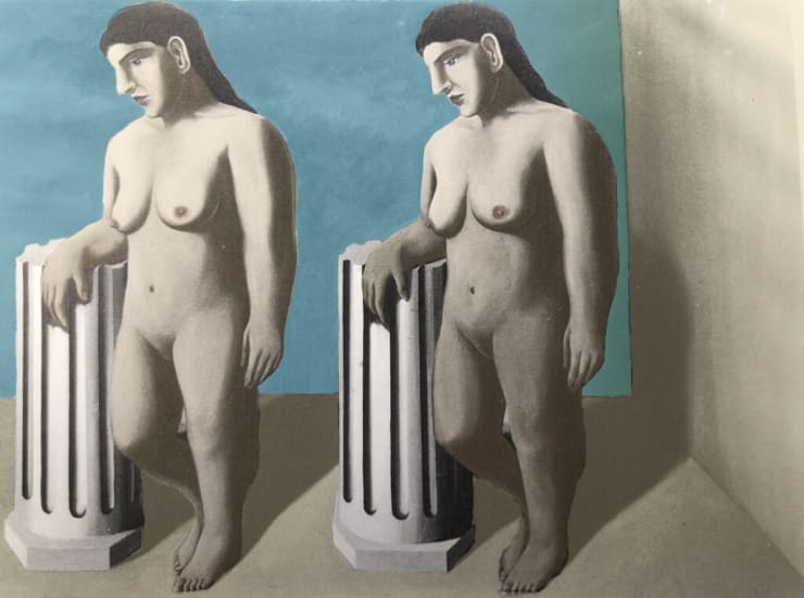 René Magritte La Pose enchantée (The Enchanted Pose), 1927 with restored colors