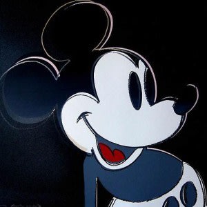 Available at VFA: Andy Warhol, Mickey Mouse – (F&S II.265), from the “Myths” portfolio, 1981 Screenprint w/Diamond Dust on Lenox Museum Board 38 X 38 in. Edition of 200