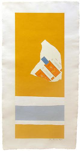 Robert Motherwell Harvest with Two White Stripes, 1973 Lithograph with Collage 36 X 18 inches Edition of 55 For sale at VFA