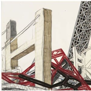 Nicola Lopez Shadowland 2, 2009 Ink, watercolor, gouache, graphite, molding paste on paper, 18” x 18”