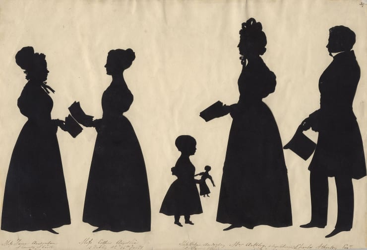 Auguste Edouart Jane Anderson; Esther Ainslie; Helena Anderson; Mrs Arkley; Charles Atherton, Unknown date, but author died in 1861 (National Portrait Gallery, London)