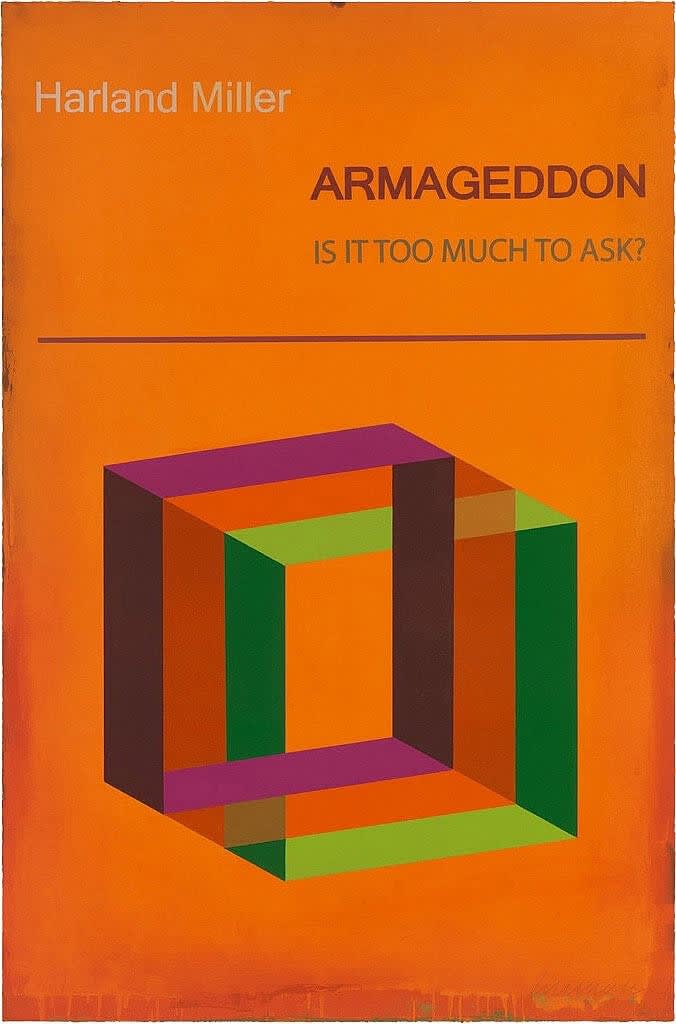 Harland Miller Armageddon: Is it to much to Ask, 2017 Polymer-gravure with photo etching and block printing 40h x 26.50w in 49/50 Available at VFA