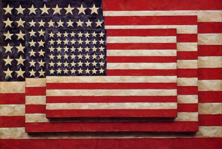 Jasper Johns Three Flags, 1958 Encaustic on canvas 30 5/8 × 45 1/2 × 4 5/8 in