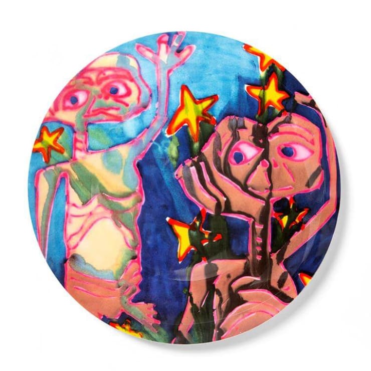 Dinner plate designed by Katherine Bernhardt for Coalition for the Homeless