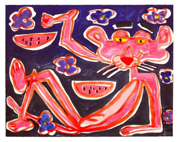Katherine Bernhardt African Violet, 2019 10 colour lithograph on Somerset Velvet White 300gsm. 30h x 24w in 76.20h x 60.96w cm 200 For sale at VFA