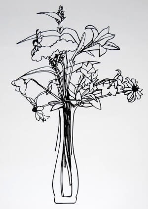 Tom Wesselmann Wildflower Bouquet, 1987 Laser-cut steel with enamel 38h x 24.5 inches Edition of 30 For sale at VFA