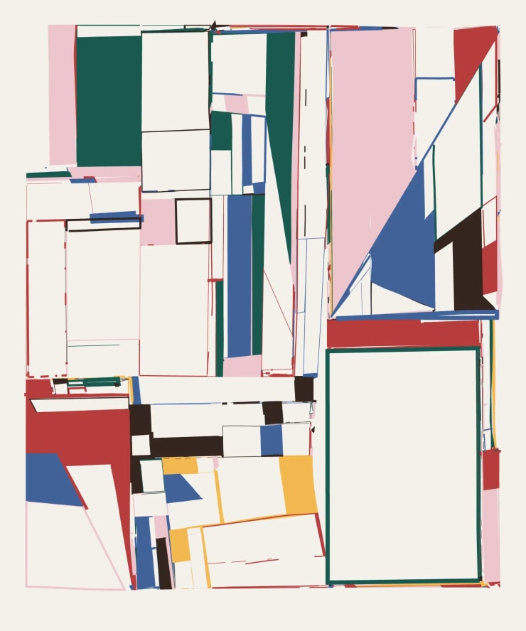 Tyler Hobbs Untitled, 2022 6 color silkscreen 24 x 20 ins 60.96 x 50.8 cm For sale at VFA