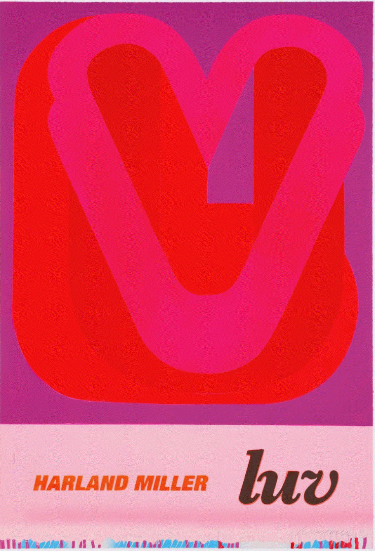 Harland Miller LUV, 2022 Woodcut 40 3/8 x 27 3/4 in 102.5 x 70.5 cm Edition of 50 Available at VFA