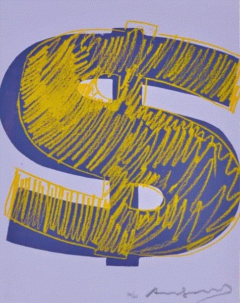 Andy Warhol DOLLAR SIGN (F&S II.276), 1982 Screenprint on Lenox Museum Board 19-5/8 x 15-5/8 inches Edition of 60 Available at VFA