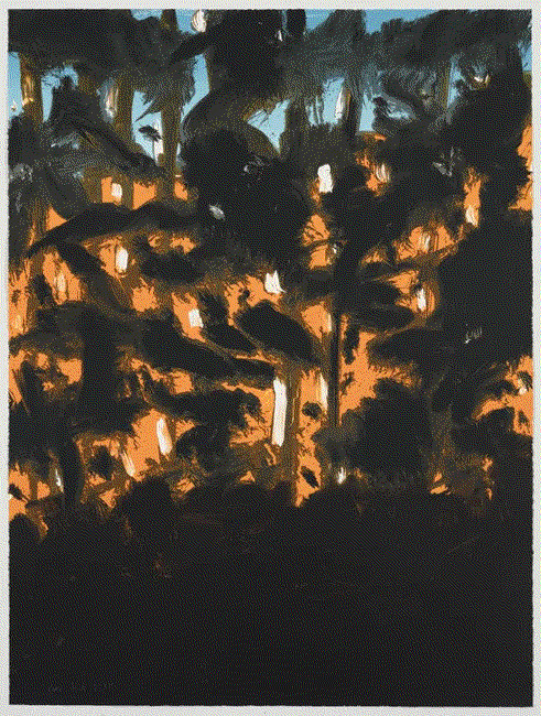 Alex Katz SUNRISE, 2021 6 run lithograph, woodcut 46 x 34 4/8 ins 116.84 x 87.88 cm Available at VFA