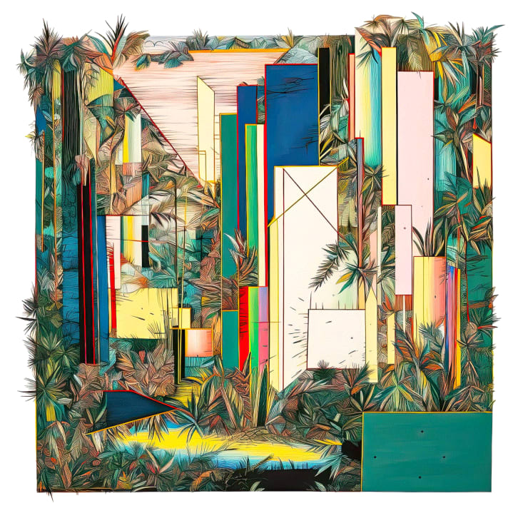 Richard Nadler WELCOME TO MIAMI: A SYMPHONY OF COLORS AND SHAPES, 2023 Archival ink on Hahnemühle German Etching Paper, 310gsm 24 x 24 in 61 x 61 cm Edition of 10 Available at VFA