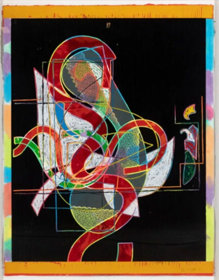 Frank Stella PERGUSA THREE , 1983 Etching and Wood Cut in Colors on Handmade Paper 66 x 51 in 167.6 x 129.5 cm 15/30 Available at VFA