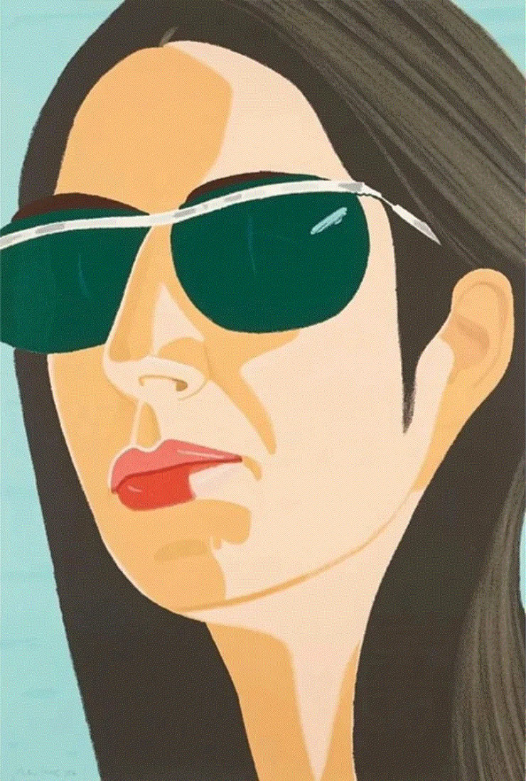 Alex Katz ADA WITH SUNGLASSES, 1990 29-colour silkscreen on Arches Roll Stock 100% Rag paper 36 x 24 1/4 in 91.4 x 61.6 cm Edition of 150 + 30AP Available at VFA