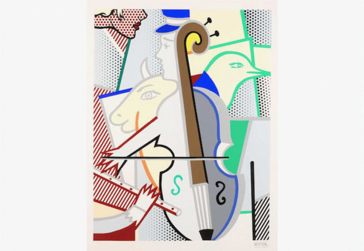 Roy Lichtenstein CUBIST CELLO, 1997 Original screenprint in colors on Somerset paper 51 × 39 1/2 in Edition of 75 Available at VFA