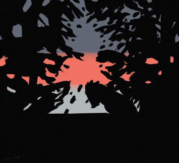 Alex Katz SUNSET 2, 2020 Archival pigment ink on Innova etching 42 x 46 ins 106.68 x 116.84 cm Available at VFA