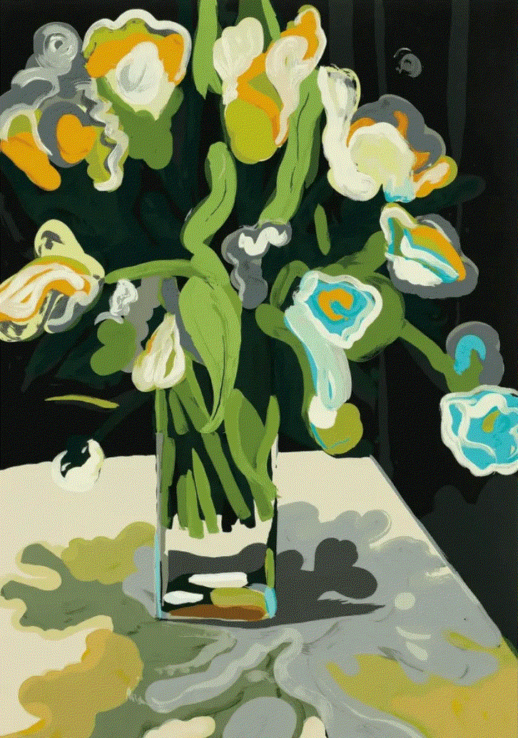 Clare Woods IDLE HANDS, 2020 Screenprint with woodblock on Somerset Satin 410 gsm 37 3/8 x 27 4/8 ins 95 x 70.1 cm Available at VFA