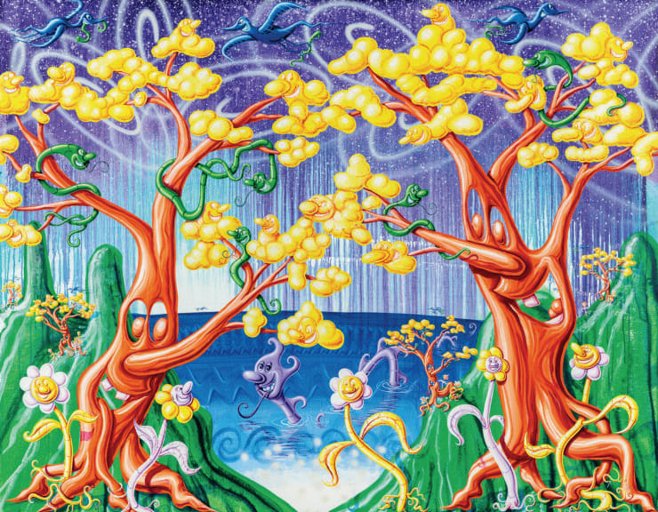 Kenny Scharf PARADIS PERU, 2022 Archival pigment inks with high glass Varnish and diamond dust on Innova Etching 42 x 54 ins 106.68 x 137.16 cm 12/25 Available at VFA