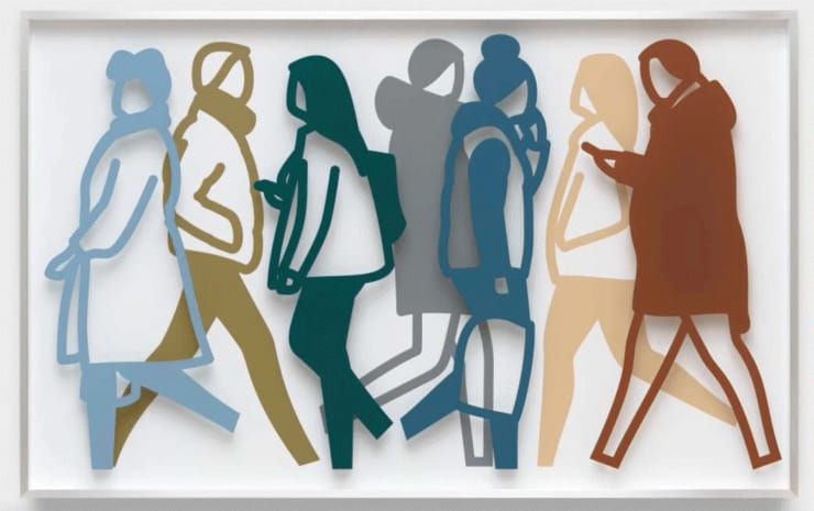 Julian Opie SIDEWALK 2, 2023 Silk Screen prints each on two sheets of acrylic, presented in brushed aluminium frames specified by the artist 40 1/4 x 64 1/4 x 3 in 102.2 x 163.2 x 7.6 cm 29/40 Available at VFA