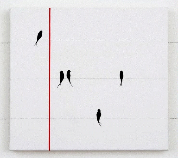 Javier Calleja BIRDS, 2015 Acrylic and Graphite on Canvas 11 x 12 ins 27.94 x 30.48 cm Available at VFA