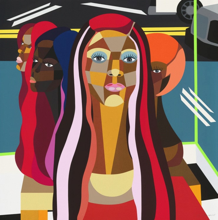 Derrick Adams WHERE MY GIRLS AT?, 2024 Screen print on Lanaquarelle 36 x 36 in 91.4 x 91.4 cm Edition of 40 Available at VFA