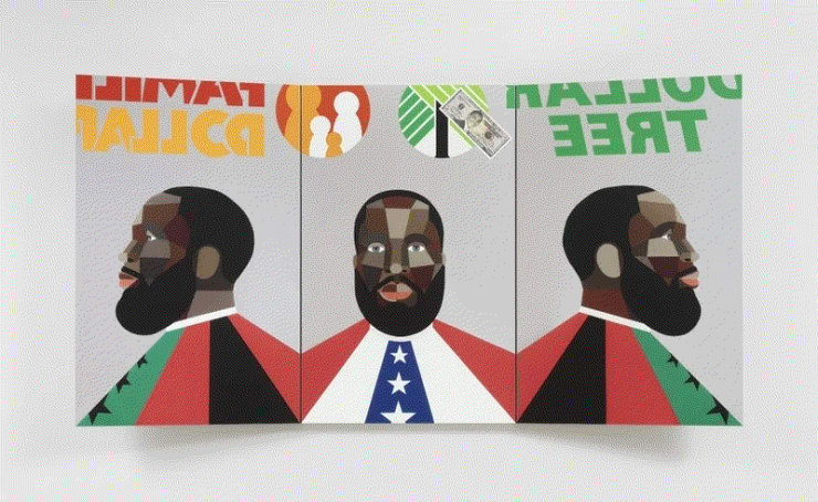 Derrick Adams MIRRORING IDEALISM, 2021 Wall relief of UV curable pigment on Mirror Dibond 28 1/4 x 53 1/2 x 3 in 71.8 x 135.9 x 7.6 cm Edition of 40 Available at VFA