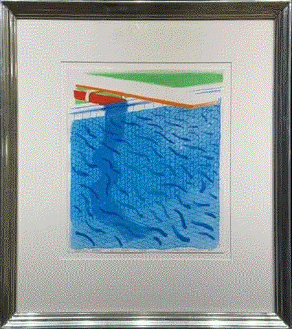David Hockney PAPER POOL, 1980 ithograph in colors, on Arches Cover paper 10 1/2 x 9 in 26.7 x 22.9 cm Special Proof Available at VFA