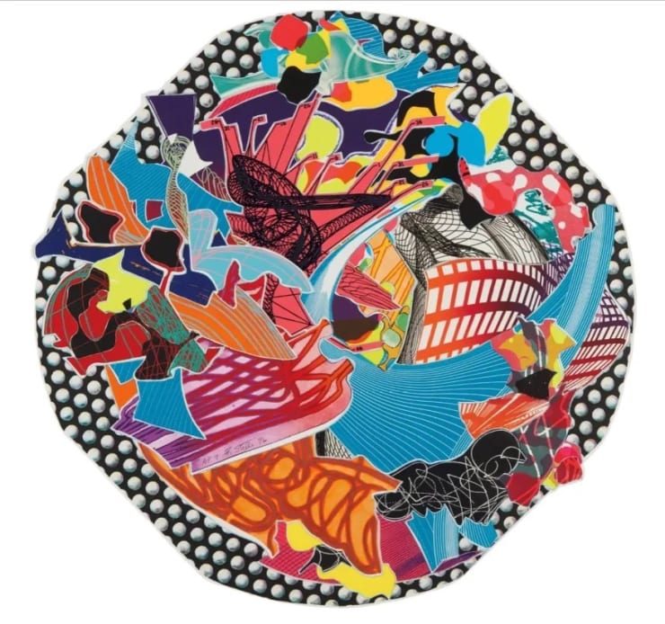 Frank Stella FATTIPUFF (AXIOM 243), 1996 Lithograph,screenprint, etching, aquatint, relief on white TGL handmade paper 32.5 x 32.5 26/35 Available at VFA