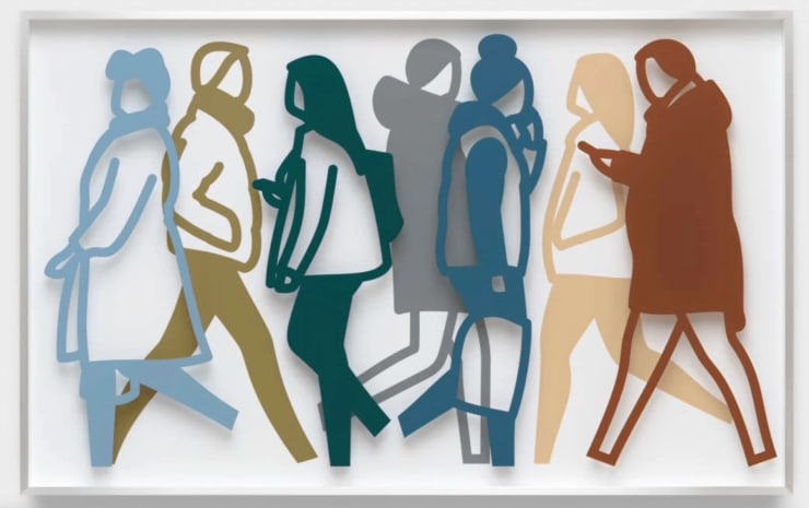 Julian Opie SIDEWALK 2, 2023 Silk Screen prints each on two sheets of acrylic, presented in brushed aluminium frames specified by the artist 40 1/4 x 64 1/4 x 3 in 102.2 x 163.2 x 7.6 cm 29/40 Available at VFA