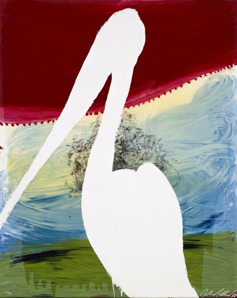 Julian Schnabel View of Dawn from the Tropics-Guiseppe (brooding on the vast abyss), 1998 Hand Painted 15-17 Color Screenprint With Poured Resin 45h x 36w x 0d inches For sale at VFA