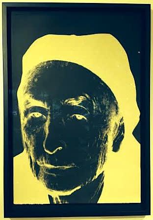 Andy Warhol Georgia O’Keefe, 1979 Unique screenprint in gold with diamond dust- on black Arches Cover 44.5 X 30 in. Authenticated