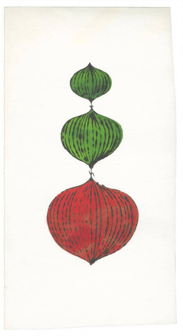 Andy Warhol Christmas Ornament, ink and Dr. Martin’s Aniline Dye on paper, drawn circa 1957 © The Andy Warhol Foundation for the Visual Arts, Inc.