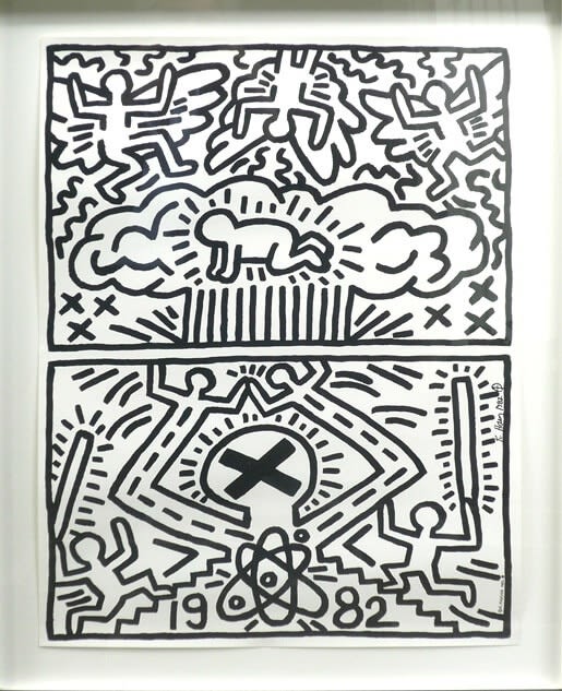 For Sale: Keith Haring Poster for Nuclear Disarmament, 1982 Offset lithograph 23.5h X 17.5w in. Signed and dated in ink