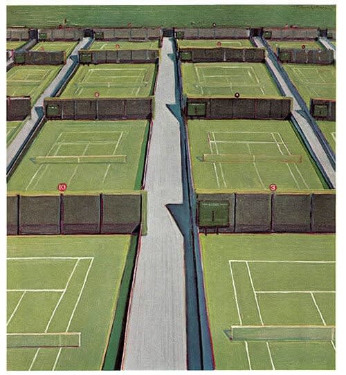 Wayne Thiebaud The Outside Courts at Wimbledon, 1968.