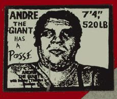 "André the Giant has a Posse" sticker on a stop sign