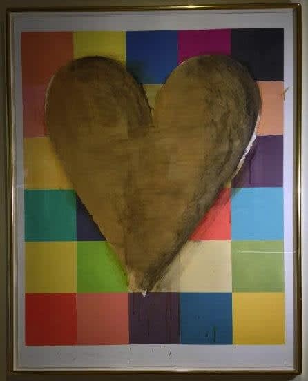 Jim Dine Shellac and Candy Relief Print, 1993-94 Woodcut in colors with shellac and charcoal hand coloring 50h X 39.5 inches Edition of 12