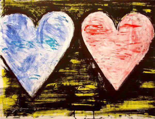 Jim Dine, Two Hearts at Sunset – 2005 Lithograph in 10 colors, 19-1/2 X 25-1/2 in., Edition of 200