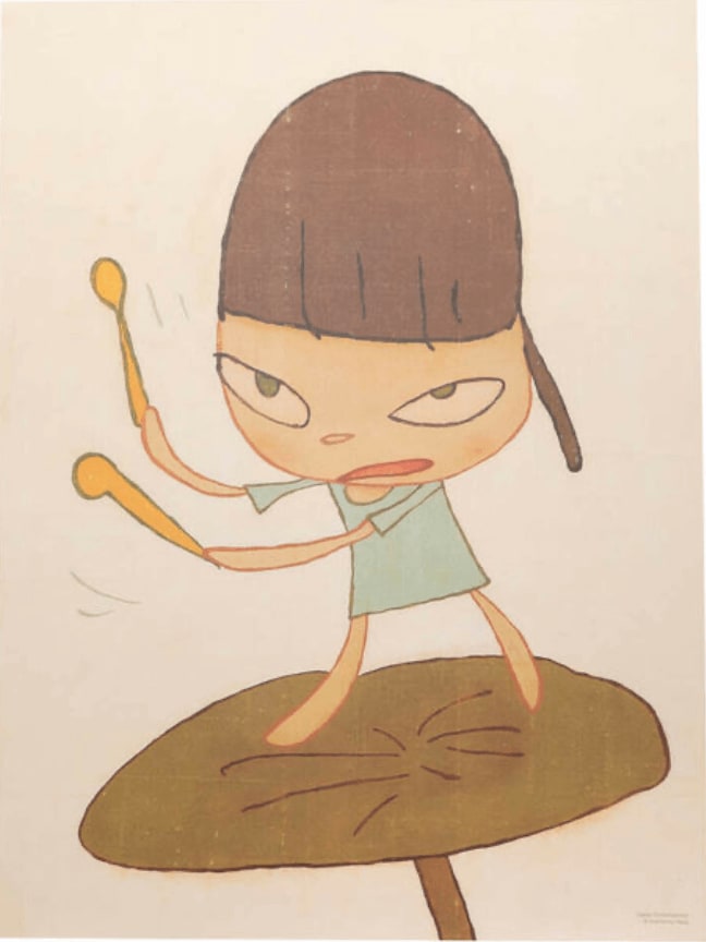 Yoshitomo Nara Marching on a Butterbur Leaf , 2019 80# archival quality paper 24 × 18 in 61 × 45.7 cm For sale at VFA