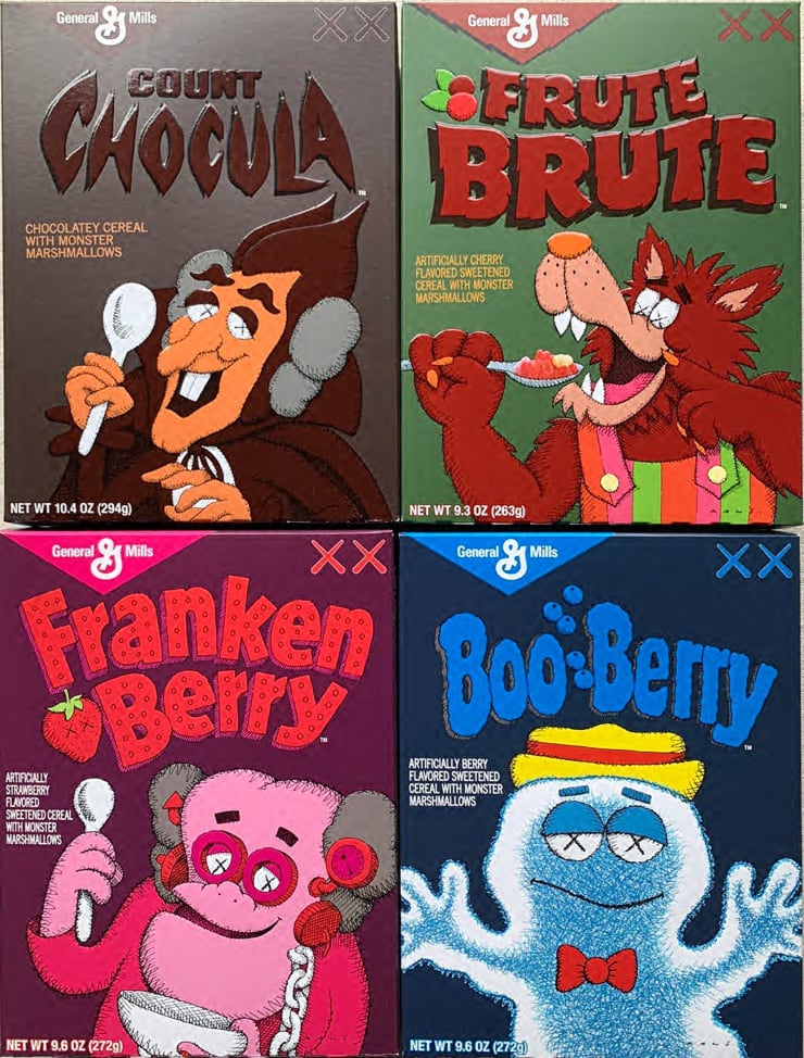 KAWS designed Monster Cereal boxes, 2022