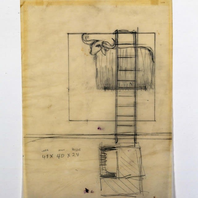 1955 Preliminary sketch for Robert Rauschenberg’s Monogram