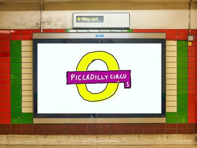David Hockney’s artwork at London’s Piccadilly Circus Tube station.