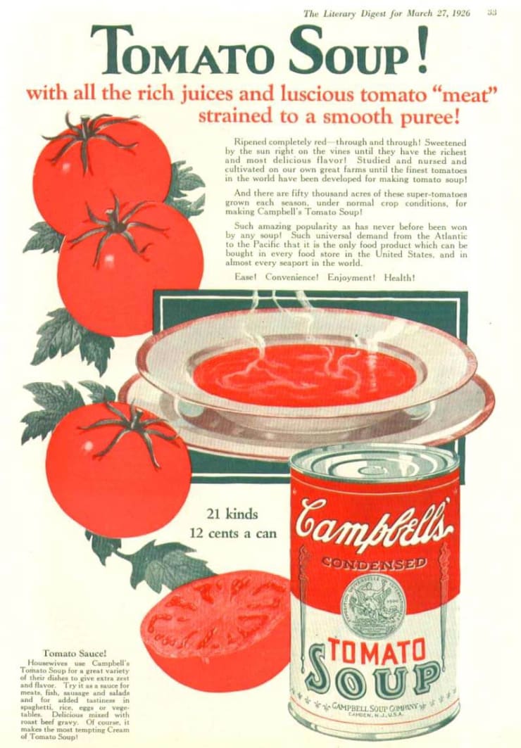 1920’s ad for Campbell’s Soup
