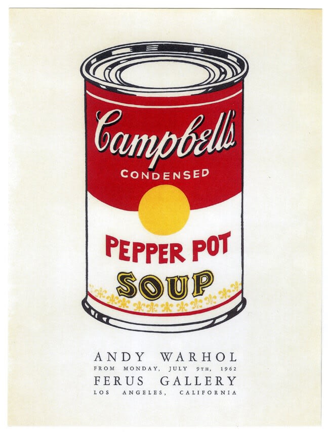 Irving Blum’s Ferrus Gallery convinced Warhol to finish and exhibit the Campbell’s Soup paintings in L.A.