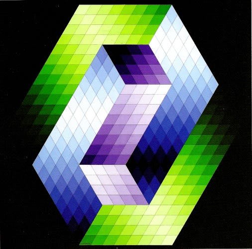 Victor Vasarely Keple-Gestalt, 1968 By combining art and science in his work, exploring depth and movement, Vasarely became the father of “Op Art”.