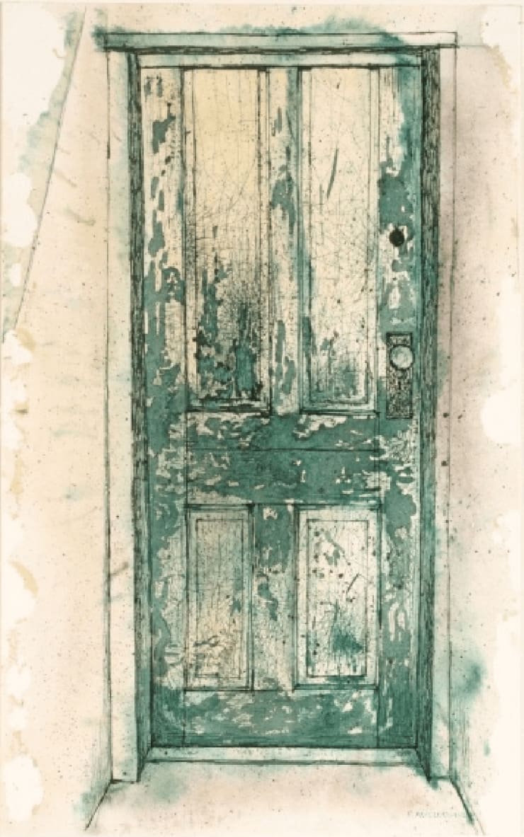 Richard Anuszkiewicz Green Door, 1953 Pen, Black and Green Ink with Green Wash The Cleveland Museum of Art, Cleveland, OH