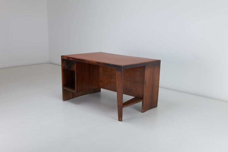 A vintage Pierre Jeanneret pigeonhole desk in Indian rosewood with inset leather top. Chandigarh India Vintage London Specialist