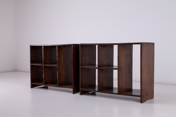 A very rare vintage Pierre Jeanneret pigeon hole rack made from Burmese teak. Chandigarh India Vintage London Specialist