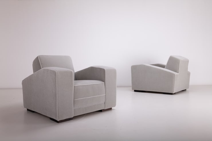 Vintage pair of Bowman Brothers Art Deco Club Chairs London