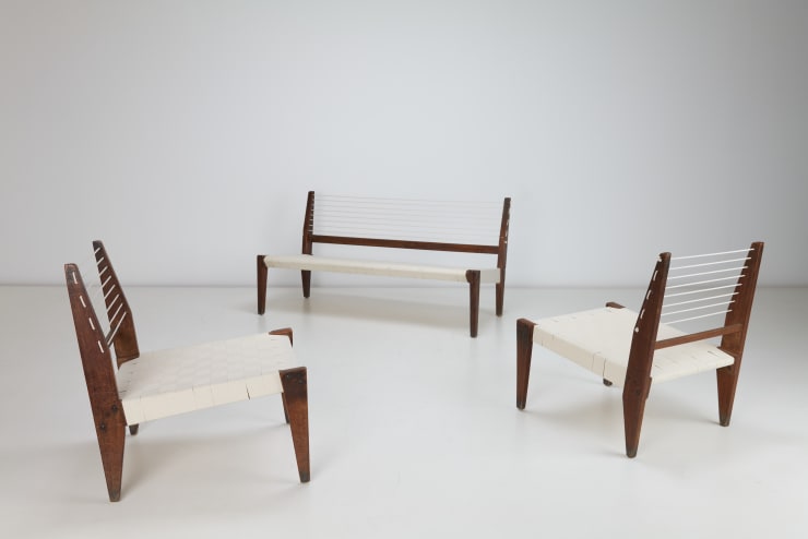 Pierre Jeanneret Eulie Chowdhury Demountable Rope Sofa and Chairs, 1953
