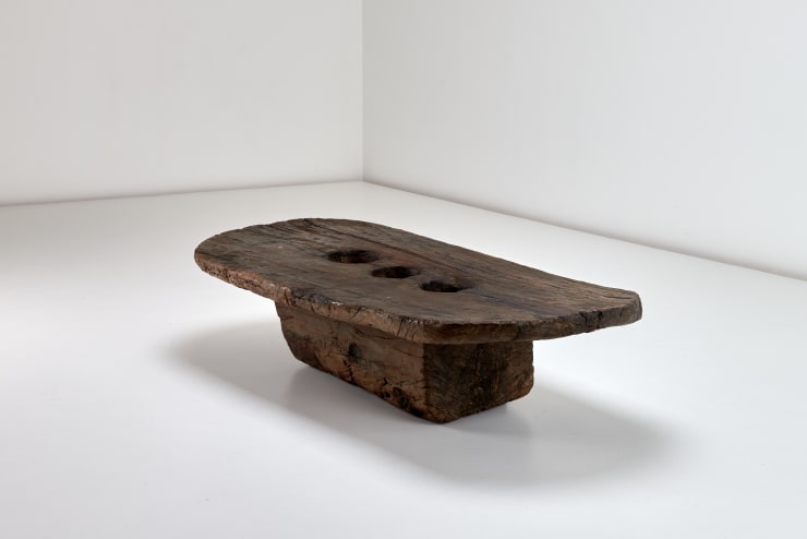 Tribal Nagaland Coffee Table / Daybed I, early 20th century Single piece solid hollock wood From the tribal are of NE India, Nagaland. diagonal view