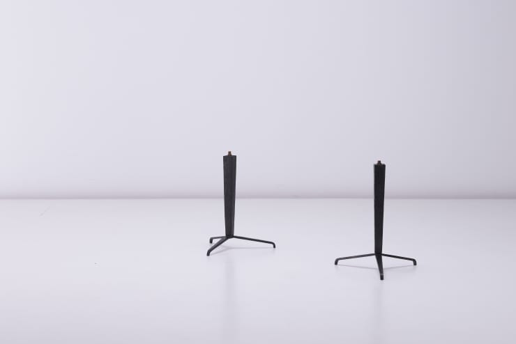 A Jean-Michel Frank Pair of Table Lamps , 1938 Wrought iron Produced by Comte, Buenos Aires, Argentina Together with a certificate of authenticity from the Comité Jean-Michel Frank.